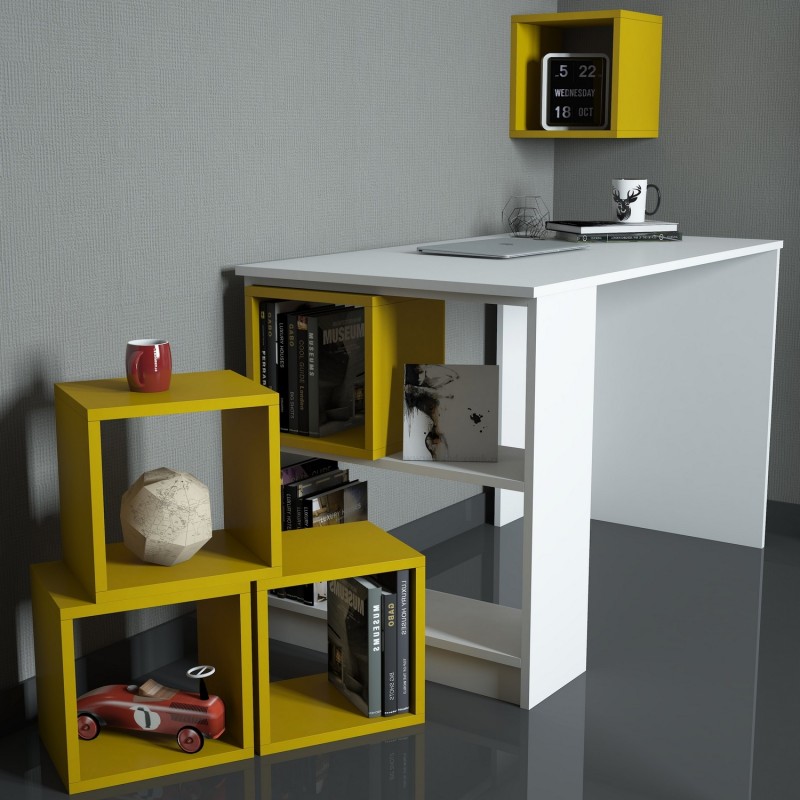 Study Desk & Bookshelf Box - White, Yellow White
Yellow