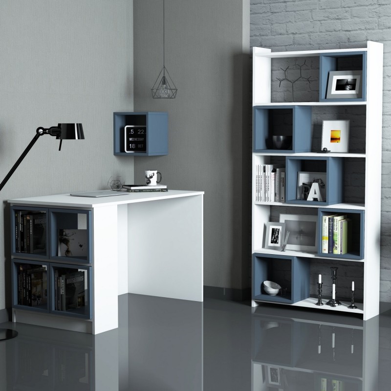 Study Desk & Bookshelf Box - White, Blue White
Blue