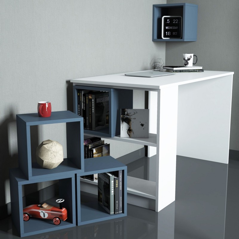 Study Desk & Bookshelf Box - White, Blue White
Blue