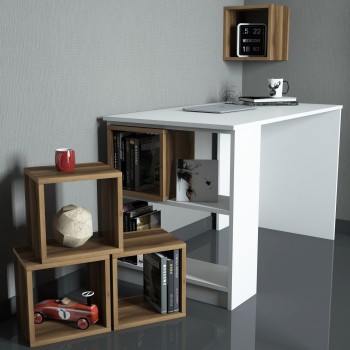 Study Desk & Bookshelf Box - White, Walnut White
Walnut