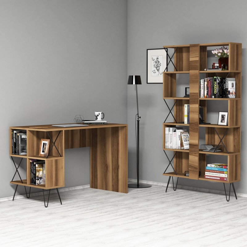 Study Desk & Bookshelf Extra - Walnut Walnut
Black