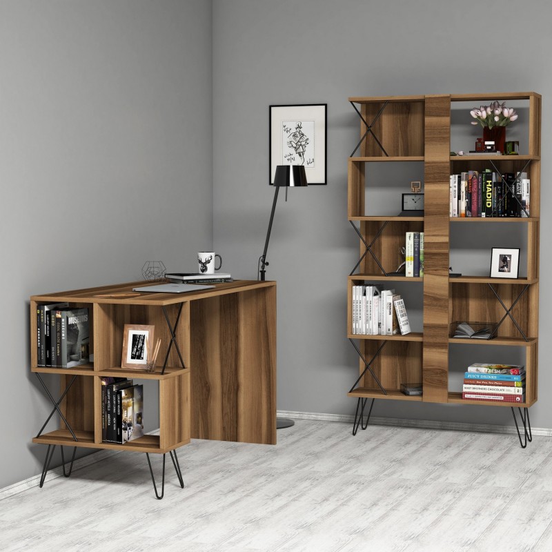 Study Desk & Bookshelf Extra - Walnut Walnut
Black