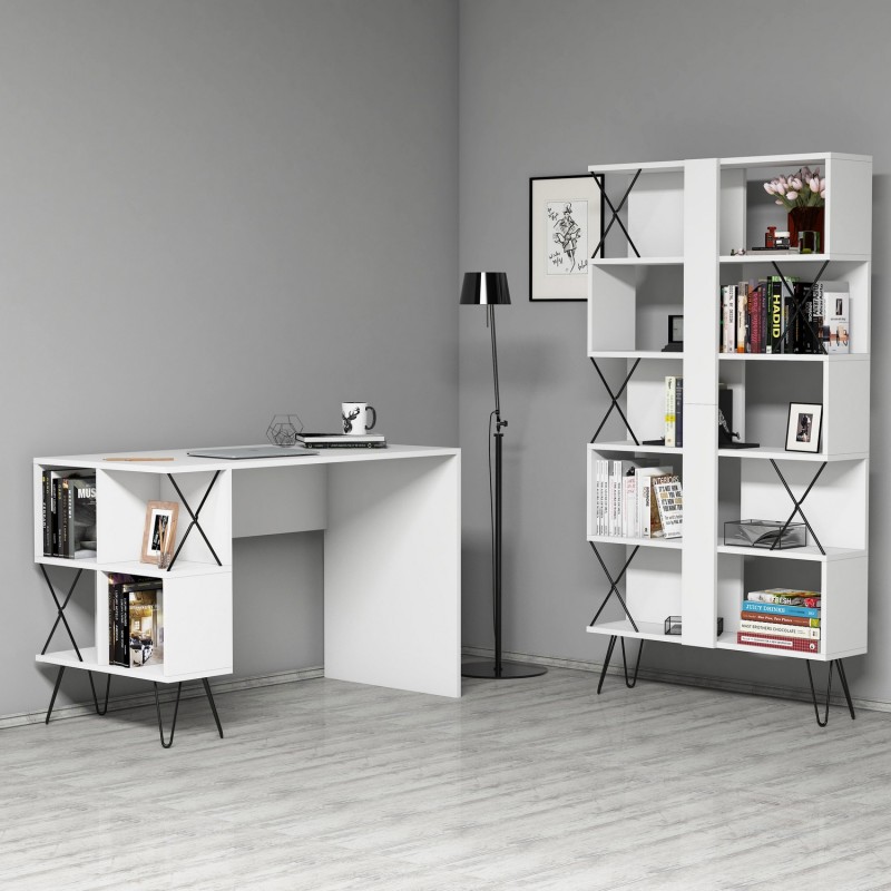 Study Desk & Bookshelf Extra - White White
Black