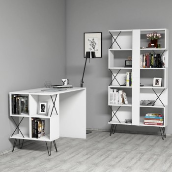 Study Desk & Bookshelf Extra - White White
Black