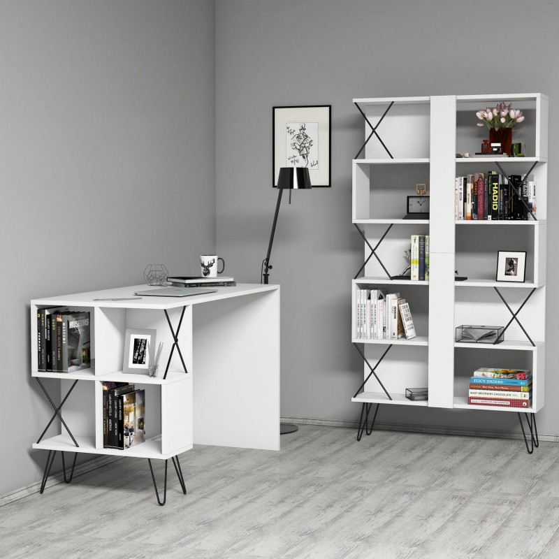 Study Desk & Bookshelf Extra - White White
Black