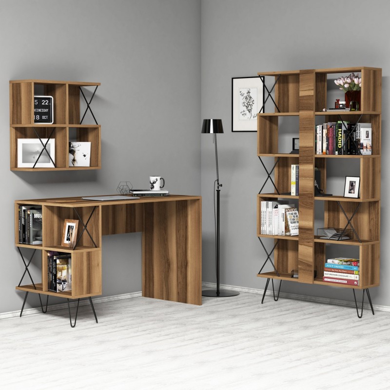 Study Desk & Bookshelf Extra 2 - Walnut Walnut
Black