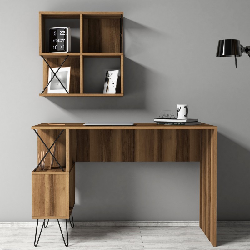 Study Desk & Bookshelf Extra 2 - Walnut Walnut
Black