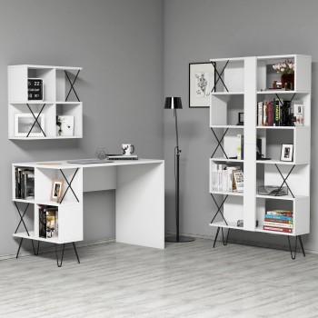 Study Desk & Bookshelf Extra 2 - White White
Black