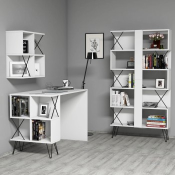 Study Desk & Bookshelf Extra 2 - White White
Black