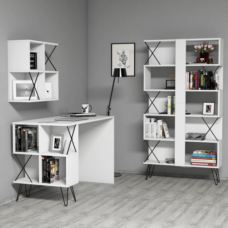 Study Desk & Bookshelf Extra 2 - White White
Black