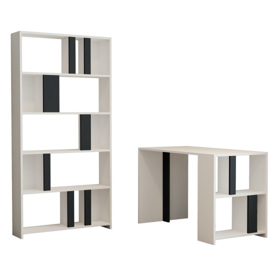 Study Desk & Bookshelf Lima - White, Anthracite White
Anthracite Study Desk & Bookshelf Lima - White, Anthracite White
Anthracite