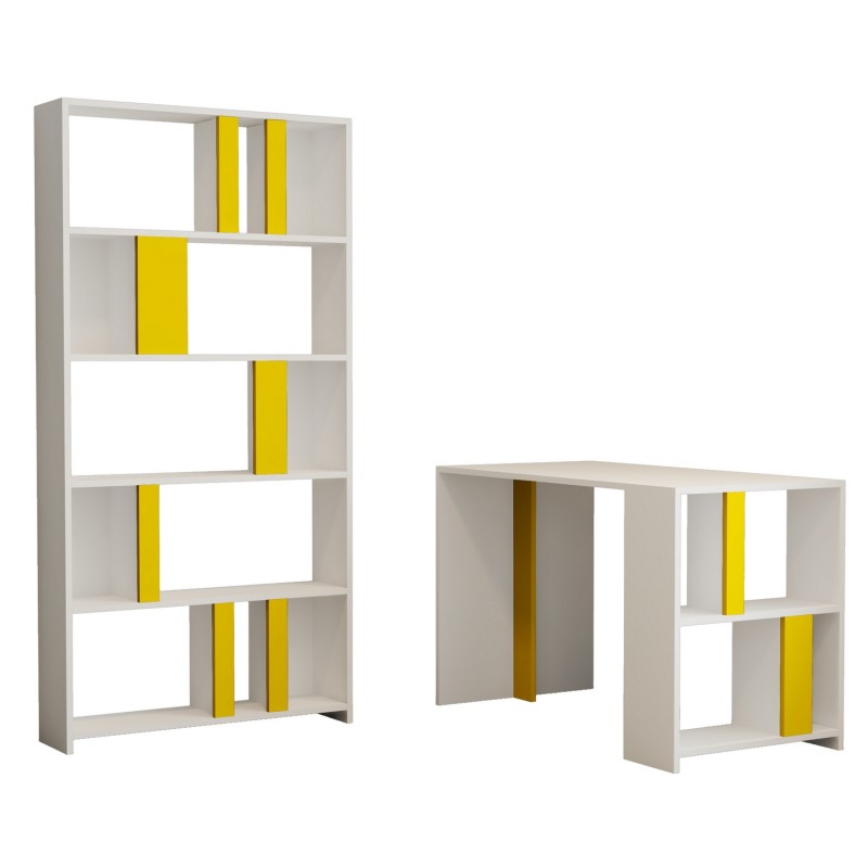 Study Desk & Bookshelf Lima - White, Yellow White
Yellow
