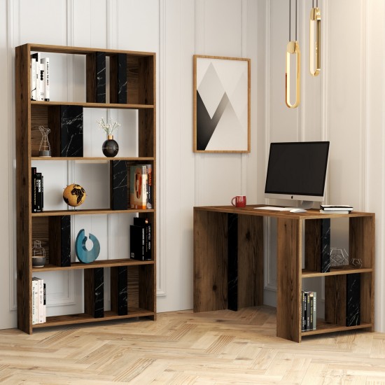 Study Desk & Bookshelf Lima - Walnut, Black Marble Walnut
Black Study Desk & Bookshelf Lima - Walnut, Black Marble Walnut
Black