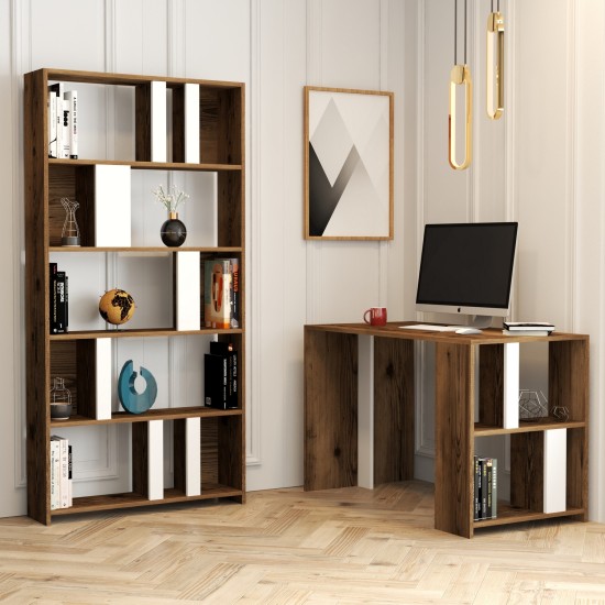 Study Desk & Bookshelf Lima - Walnut, White Walnut
White
