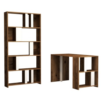 Study Desk & Bookshelf Lima - Walnut, White Walnut
White