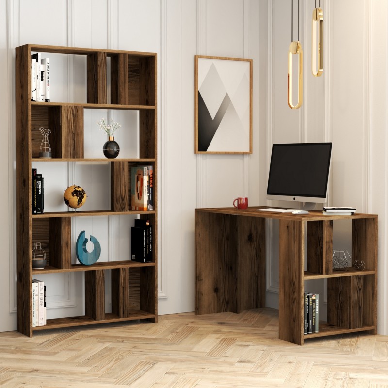 Study Desk & Bookshelf Lima - Walnut Walnut