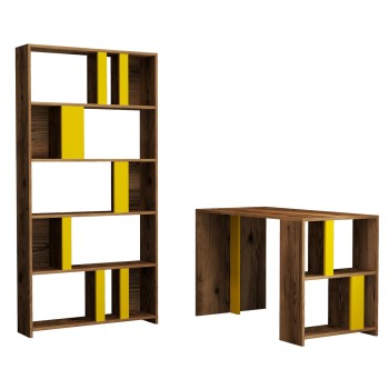 Study Desk & Bookshelf Lima - Walnut, Yellow Walnut
Yellow