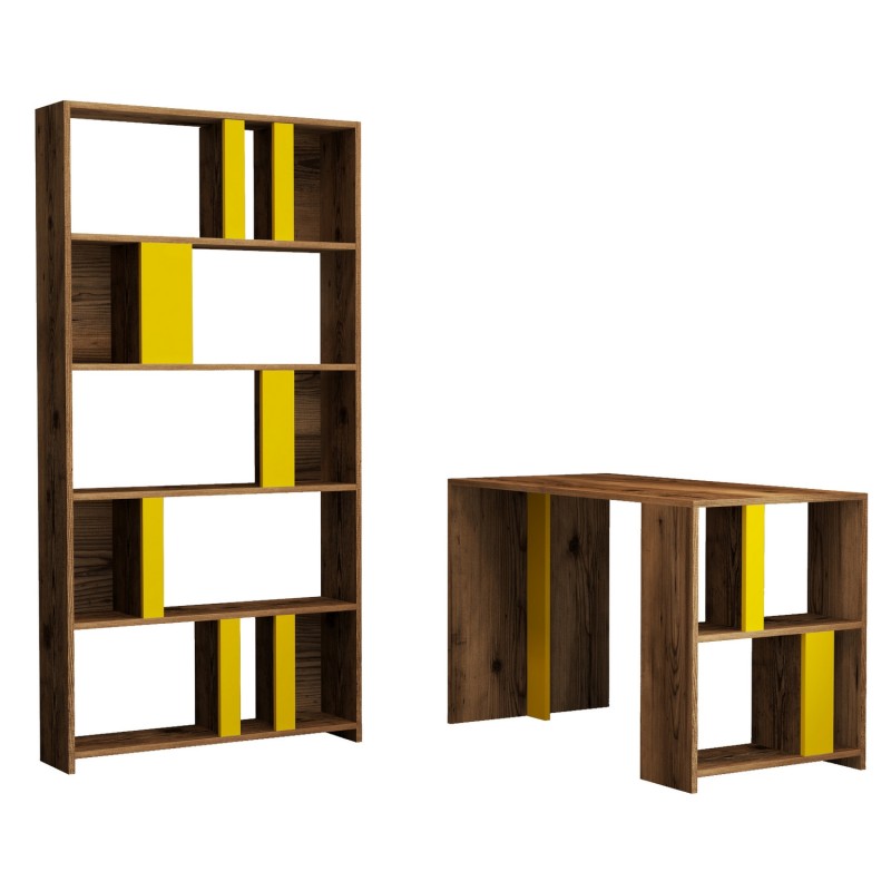 Study Desk & Bookshelf Lima - Walnut, Yellow Walnut
Yellow
