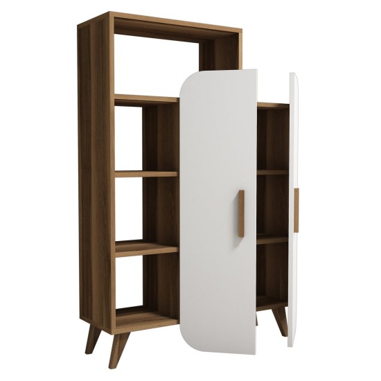 Βιβλιοθήκη Form - Χρώμα Καρυδί Λευκό - 90x32x132εκ