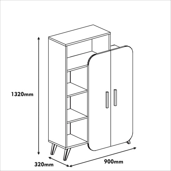 Βιβλιοθήκη Form - Χρώμα Καρυδί Λευκό - 90x32x132εκ