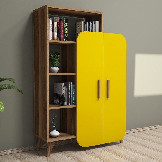 Βιβλιοθήκη Form - Χρώμα Καρυδί Κίτρινο - 90x32x132εκ Βιβλιοθήκη Form - Χρώμα Καρυδί Κίτρινο - 90x32x132εκ