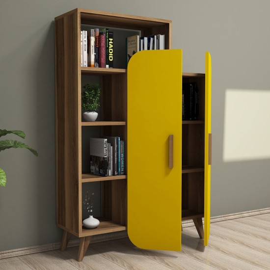 Βιβλιοθήκη Form - Χρώμα Καρυδί Κίτρινο - 90x32x132εκ Βιβλιοθήκη Form - Χρώμα Καρυδί Κίτρινο - 90x32x132εκ