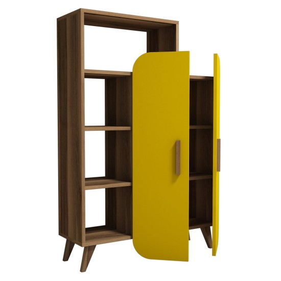 Βιβλιοθήκη Form - Χρώμα Καρυδί Κίτρινο - 90x32x132εκ Βιβλιοθήκη Form - Χρώμα Καρυδί Κίτρινο - 90x32x132εκ