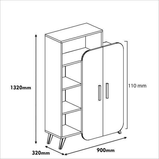 Βιβλιοθήκη Form - Χρώμα Καρυδί Κίτρινο - 90x32x132εκ Βιβλιοθήκη Form - Χρώμα Καρυδί Κίτρινο - 90x32x132εκ