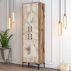 Shoe Cabinet Berlin A - Walnut, White Marble Walnut
White
