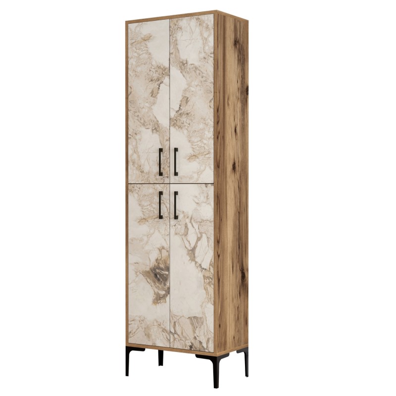 Shoe Cabinet Berlin A - Walnut, White Marble Walnut
White