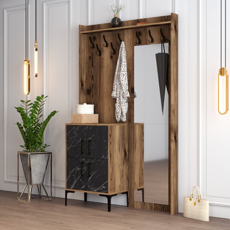Hall Stand Berlin BC - Walnut, Black Marble Walnut
Black