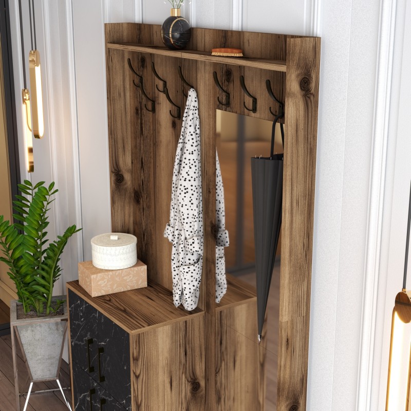 Hall Stand Berlin BC - Walnut, Black Marble Walnut
Black