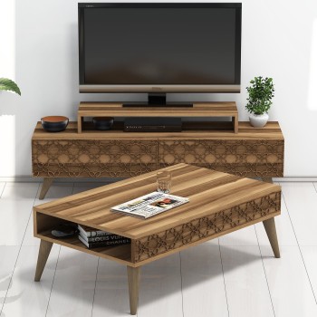 Living Room Furniture Set City - Walnut, Walnut Walnut