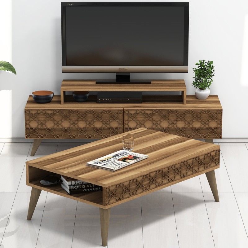 Living Room Furniture Set City - Walnut, Walnut Walnut