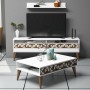 Living Room Furniture Set Line - White White