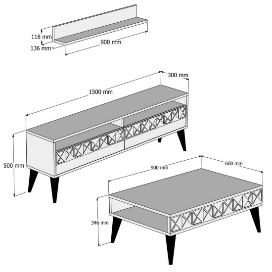 Living Room Furniture Set Line - Oak Oak Living Room Furniture Set Line - Oak Oak