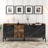 Console Venedik - Walnut, Black Marble Walnut
Black