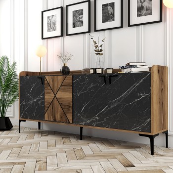 Console Venedik - Walnut, Black Marble Walnut
Black
