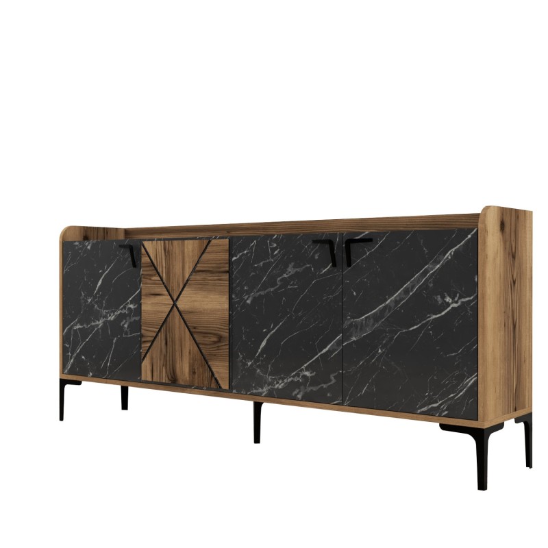 Console Venedik - Walnut, Black Marble Walnut
Black