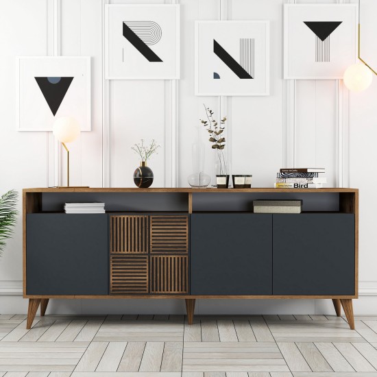 Μπουφές Milan 180x78.6x35cm - Καρυδί Ανθρακί