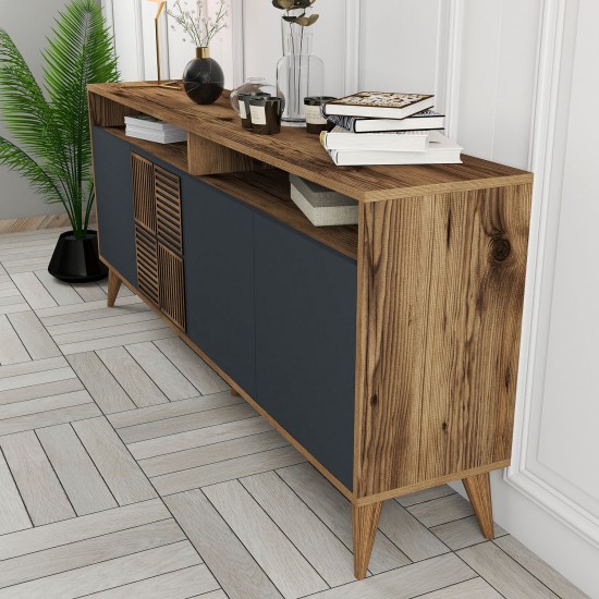 Μπουφές Milan 180x78.6x35cm - Καρυδί Ανθρακί