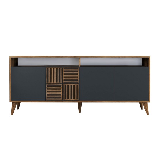 Μπουφές Milan 180x78.6x35cm - Καρυδί Ανθρακί