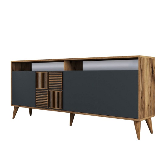Μπουφές Milan 180x78.6x35cm - Καρυδί Ανθρακί