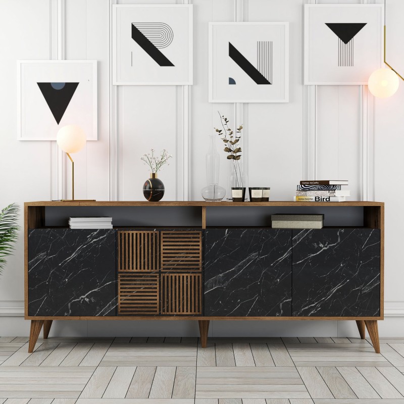 Console Milan - Walnut, Black Marble Walnut
Black