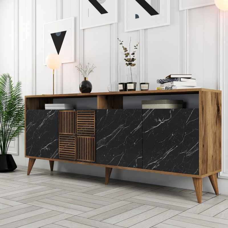 Console Milan - Walnut, Black Marble Walnut
Black