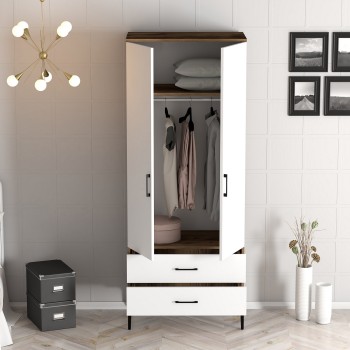 Wardrobe Kumsal T - Walnut, White Walnut
White