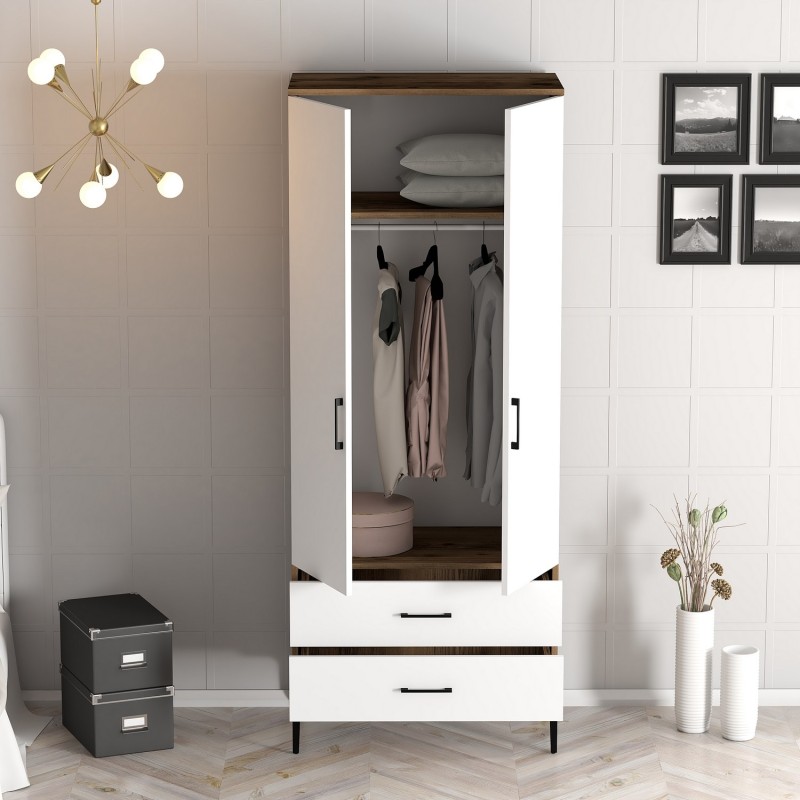 Wardrobe Kumsal T - Walnut, White Walnut
White