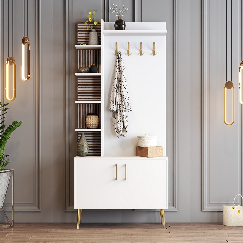 Hall Stand Viyana D - White, Gold White
Gold