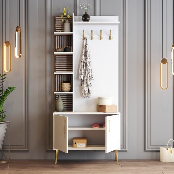 Hall Stand Viyana D - White, Gold White
Gold