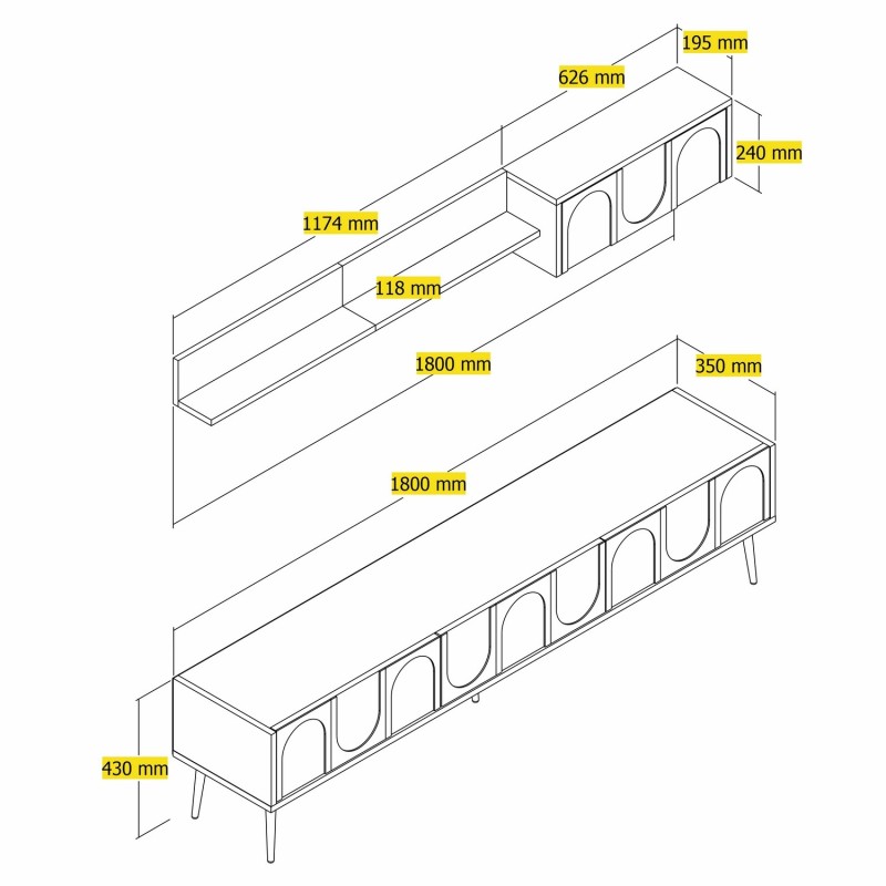 TV Unit Lyon 2 - White, Gold White
Gold